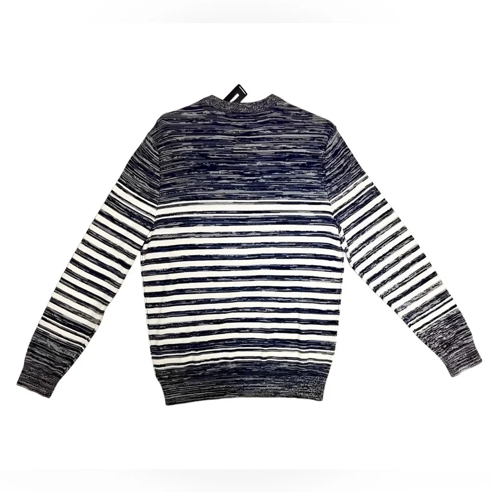 Express Men’s Long Sleeve Button-Down Top Navy Blue and White Striped New